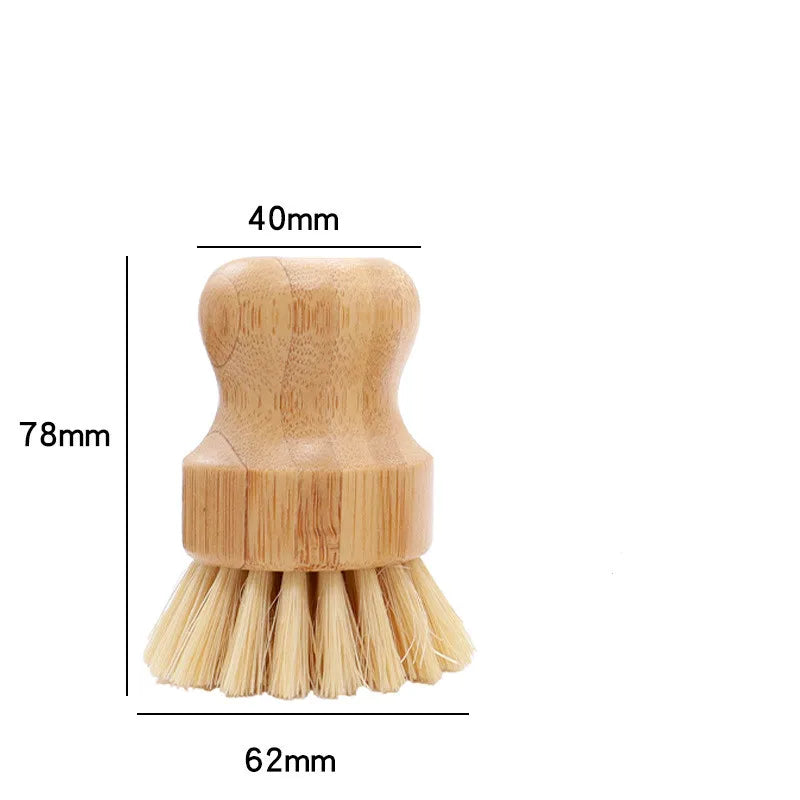 Bamboo Dish Scrub Brush Multifunctional Natural Sisal Bristles Wet Cleaning Scrubber Tools for Washing Iron Pan Pot Vegetables
