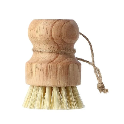 Bamboo Dish Scrub Brush Multifunctional Natural Sisal Bristles Wet Cleaning Scrubber Tools for Washing Iron Pan Pot Vegetables