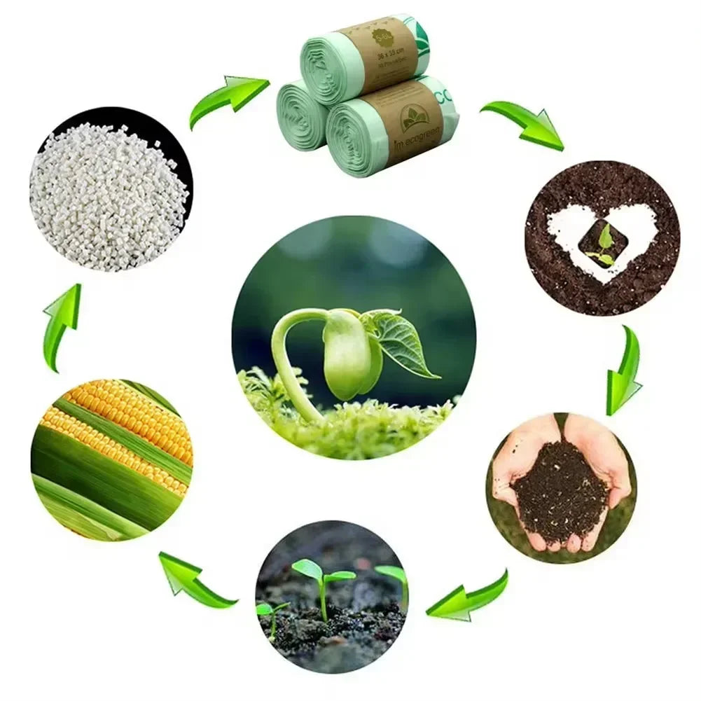 50Pcs 6/8/10L Trash Bags Biodegradable Garbage Bags Householde Compostable Rubbish Liners Bags for Kitchen