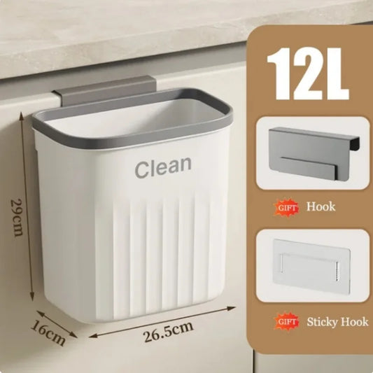 Kitchen Trash Can Wall Mounted Hanging Trash Bin with Lid Garbage Can for Cabinet under Sink Waste Garbage Compost Bin 8.5/12L