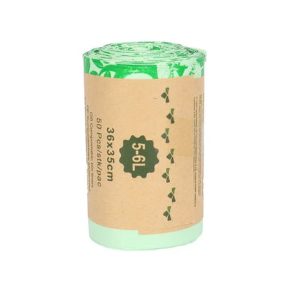 50Pcs 6/8/10L Trash Bags Biodegradable Garbage Bags Householde Compostable Rubbish Liners Bags for Kitchen