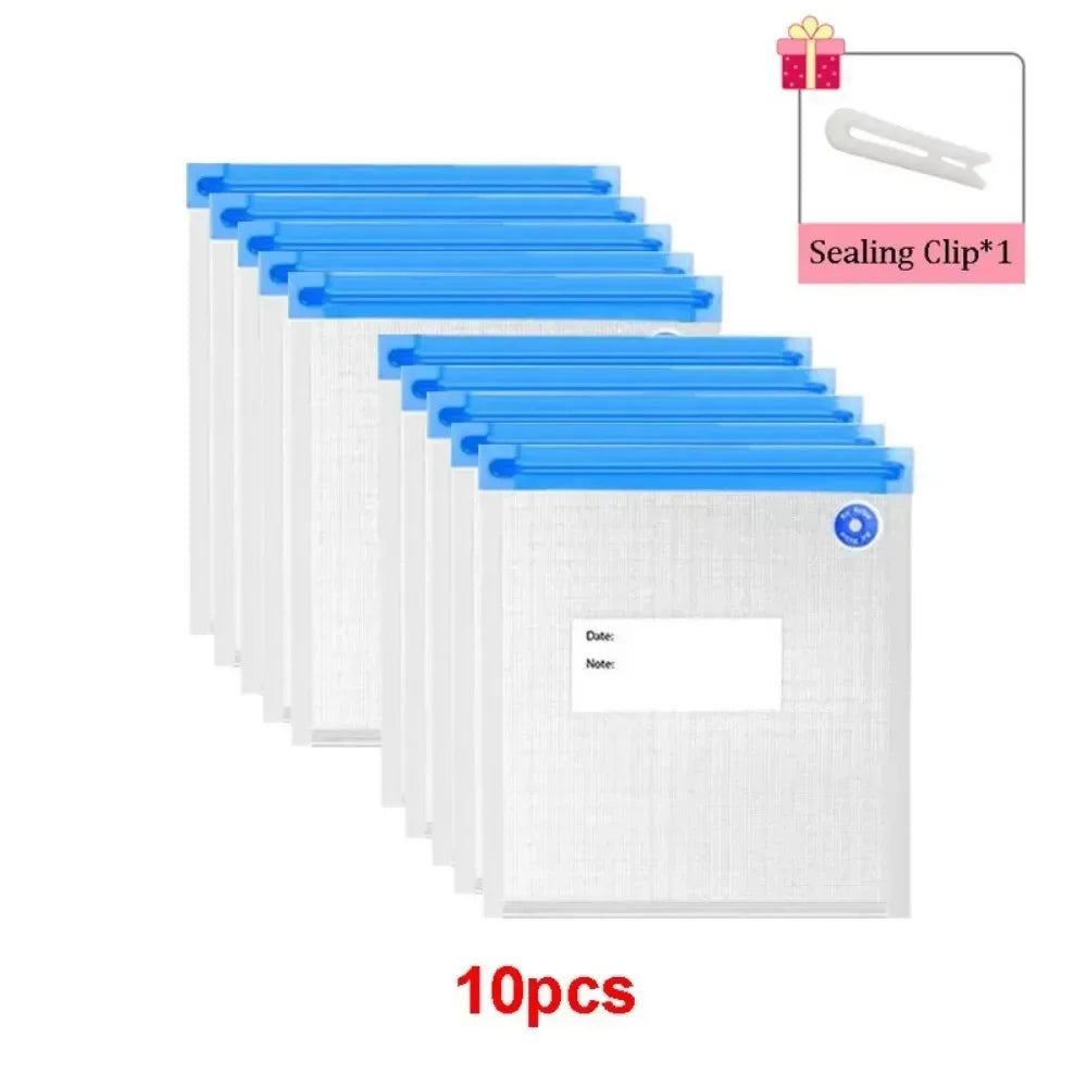 Reusable Vacuum Sealing Food Bags, Household Food Air Valve Pump Sealing Bags, Vegetables Meat Snack Sealer Fresh-Keeping Bag